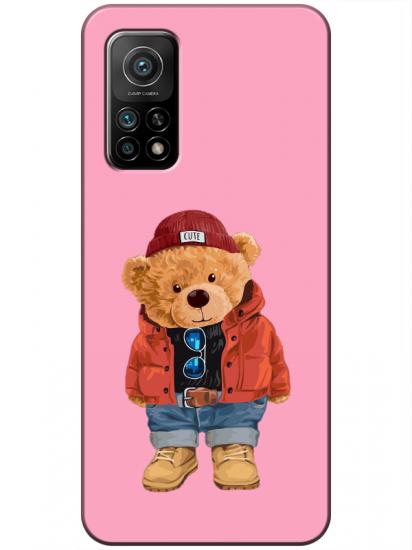 Xiaomi Mi 10T Teddy Bear Pembe Telefon Kılıfı