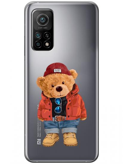 Xiaomi Mi 10T Teddy Bear Şeffaf Telefon Kılıfı