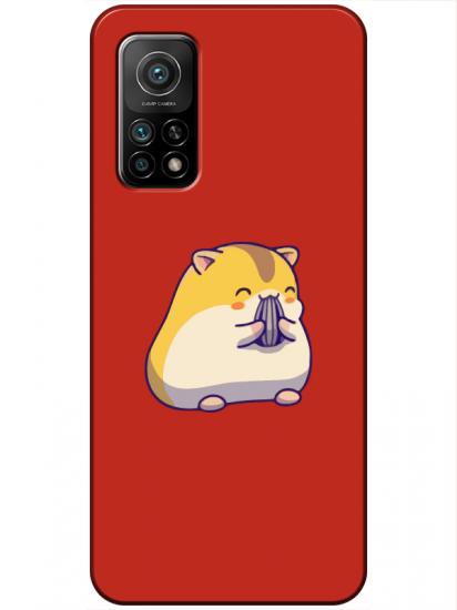 Xiaomi Mi 10T Sevimli Hamster Kırmızı Telefon Kılıfı