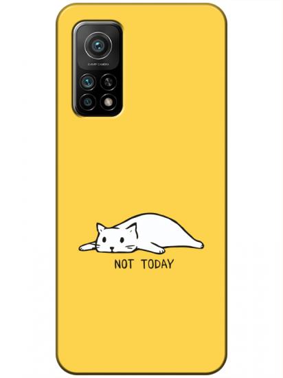 Xiaomi Mi 10T Not Today Kedi Sarı Telefon Kılıfı