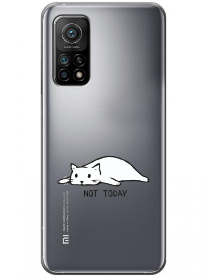 Xiaomi Mi 10T Not Today Kedi Şeffaf Telefon Kılıfı