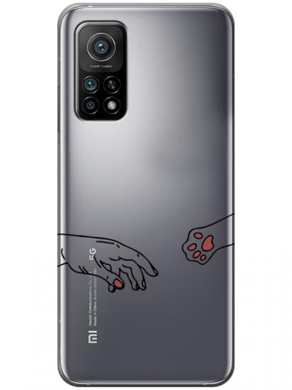 Xiaomi Mi 10T Hand And Paw Şeffaf Telefon Kılıfı