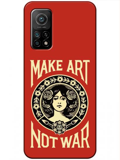 Xiaomi Mi 10T Make Art Not War Kırmızı Telefon Kılıfı