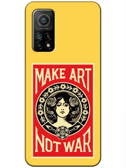 Xiaomi Mi 10T Make Art Not War Sarı Telefon Kılıfı