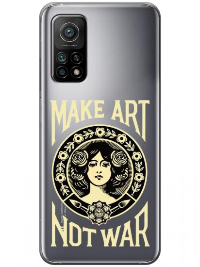 Xiaomi Mi 10T Make Art Not War Şeffaf Telefon Kılıfı