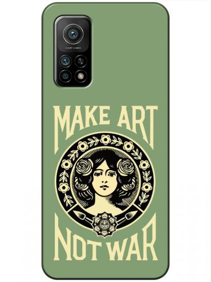 Xiaomi Mi 10T Make Art Not War Yeşil Telefon Kılıfı