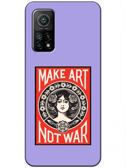 Xiaomi Mi 10T Make Art Not War Lila Telefon Kılıfı