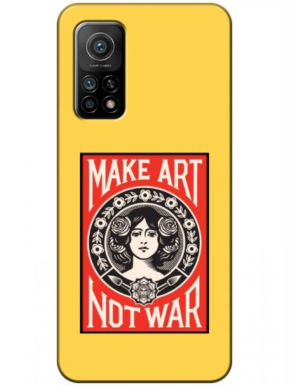 Xiaomi Mi 10T Make Art Not War Sarı Telefon Kılıfı