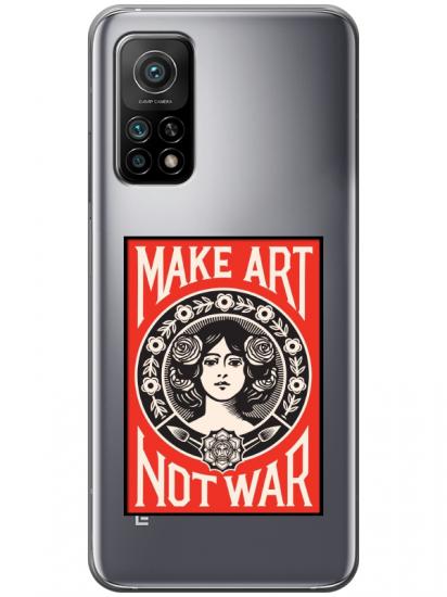 Xiaomi Mi 10T Make Art Not War Şeffaf Telefon Kılıfı