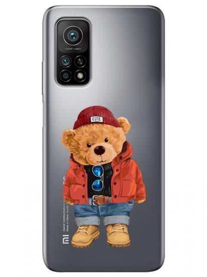 Xiaomi Mi 10T Pro Teddy Bear Şeffaf Telefon Kılıfı