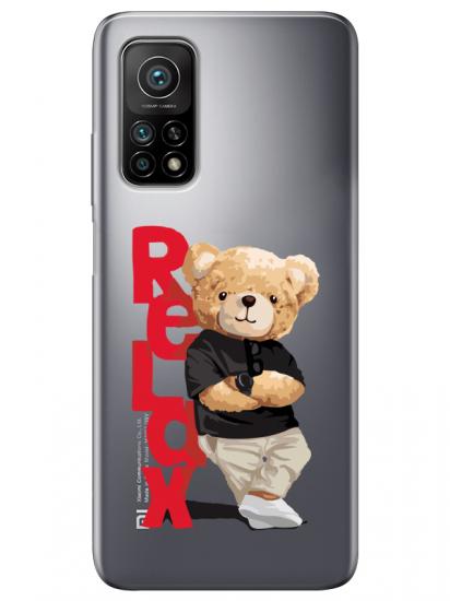 Xiaomi Mi 10T Pro Teddy Bear Relax Şeffaf Telefon Kılıfı