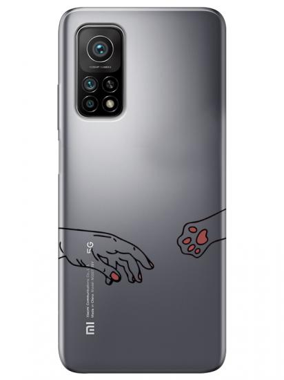 Xiaomi Mi 10T Pro Hand And Paw Şeffaf Telefon Kılıfı