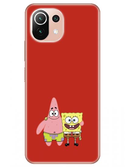 Xiaomi Mi 11 Sünger Bob Ve Patrickstar Kırmızı Telefon Kılıfı