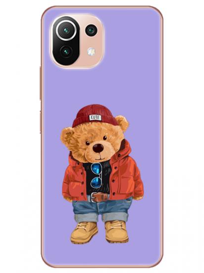 Xiaomi Mi 11 Teddy Bear Lila Telefon Kılıfı