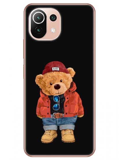 Xiaomi Mi 11 Teddy Bear Siyah Telefon Kılıfı