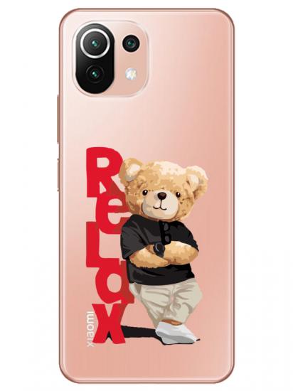 Xiaomi Mi 11 Teddy Bear Relax Şeffaf Telefon Kılıfı