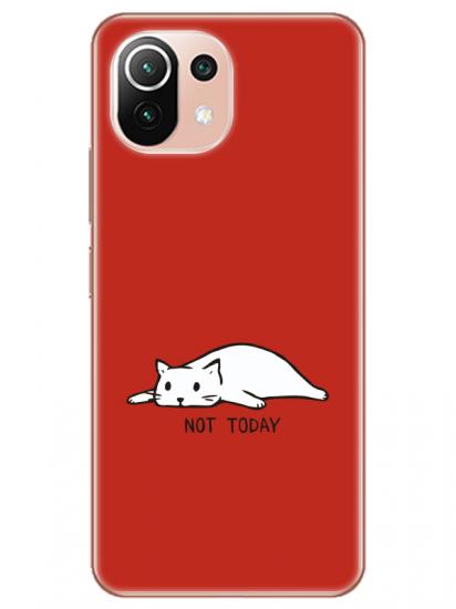 Xiaomi Mi 11 Not Today Kedi Kırmızı Telefon Kılıfı