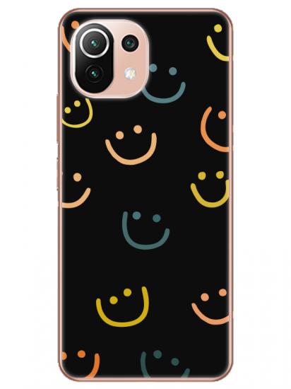 Xiaomi Mi 11 Emoji Gülen Yüz Siyah Telefon Kılıfı