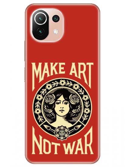 Xiaomi Mi 11 Make Art Not War Kırmızı Telefon Kılıfı