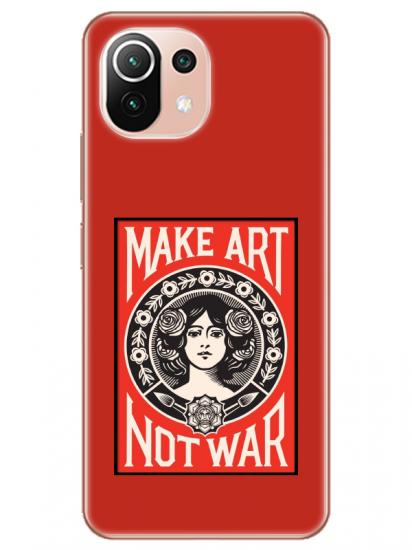 Xiaomi Mi 11 Make Art Not War Kırmızı Telefon Kılıfı