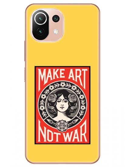 Xiaomi Mi 11 Make Art Not War Sarı Telefon Kılıfı