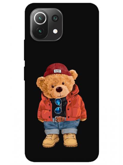 Xiaomi Mi 11 Lite Teddy Bear Siyah Telefon Kılıfı