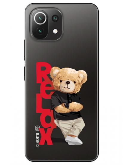 Xiaomi Mi 11 Lite Teddy Bear Relax Şeffaf Telefon Kılıfı