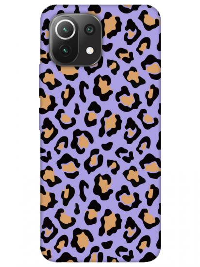 Xiaomi Mi 11 Lite Leopar Desenli Lila Telefon Kılıfı