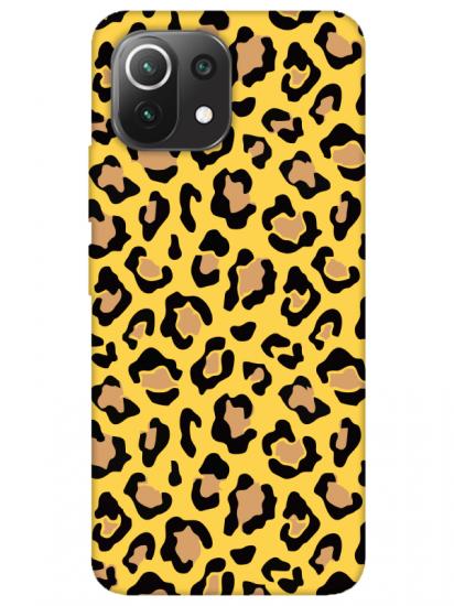 Xiaomi Mi 11 Lite Leopar Desenli Sarı Telefon Kılıfı