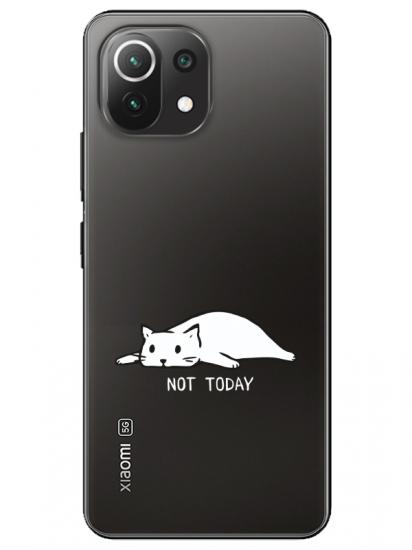 Xiaomi Mi 11 Lite Not Today Kedi Şeffaf Telefon Kılıfı