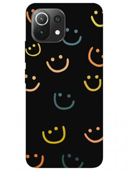 Xiaomi Mi 11 Lite Emoji Gülen Yüz Siyah Telefon Kılıfı