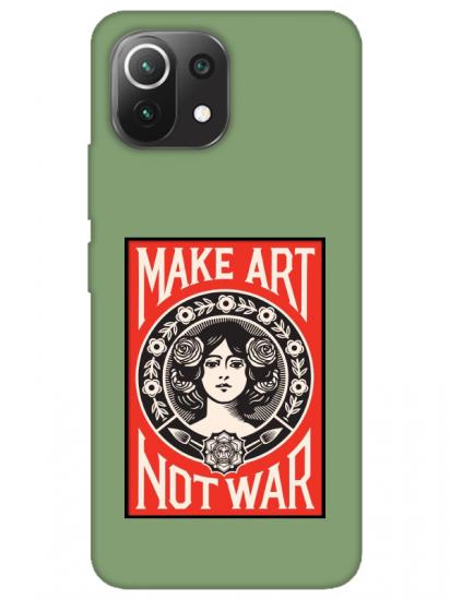 Xiaomi Mi 11 Lite Make Art Not War Yeşil Telefon Kılıfı