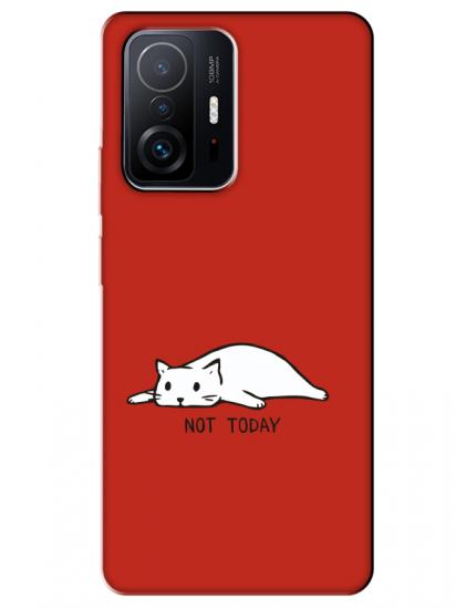 Xiaomi Mi 11T Not Today Kedi Kırmızı Telefon Kılıfı