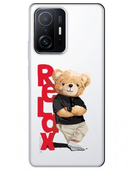 Xiaomi Mi 11T Pro Teddy Bear Relax Şeffaf Telefon Kılıfı