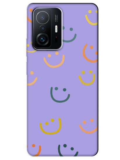 Xiaomi Mi 11T Pro Emoji Gülen Yüz Lila Telefon Kılıfı