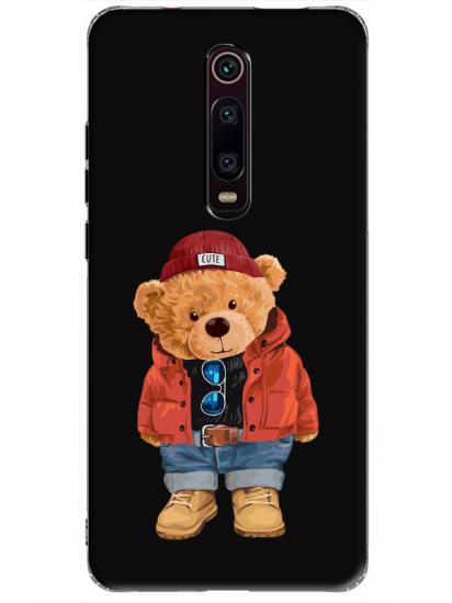 Xiaomi Mi 9T Teddy Bear Siyah Telefon Kılıfı