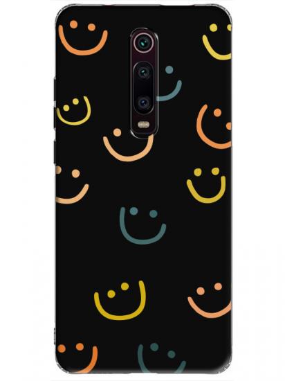 Xiaomi Mi 9T Emoji Gülen Yüz Siyah Telefon Kılıfı