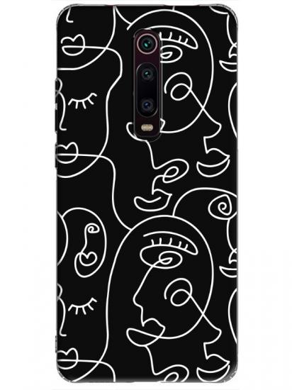 Xiaomi Mi 9T Face Art Siyah Telefon Kılıfı