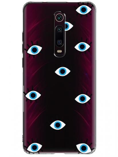 Xiaomi Mi 9T Nazar Gözler Şeffaf Telefon Kılıfı