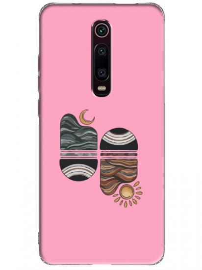 Xiaomi Mi 9T Sunset Wave Pembe Telefon Kılıfı