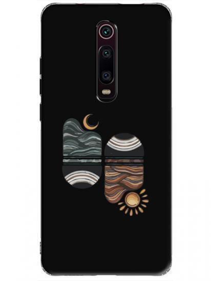 Xiaomi Mi 9T Sunset Wave Siyah Telefon Kılıfı