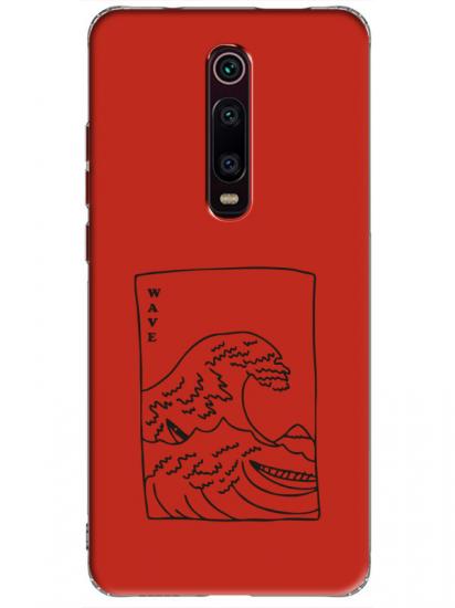 Xiaomi Mi 9T Kanagawa Wave Kırmızı Telefon Kılıfı