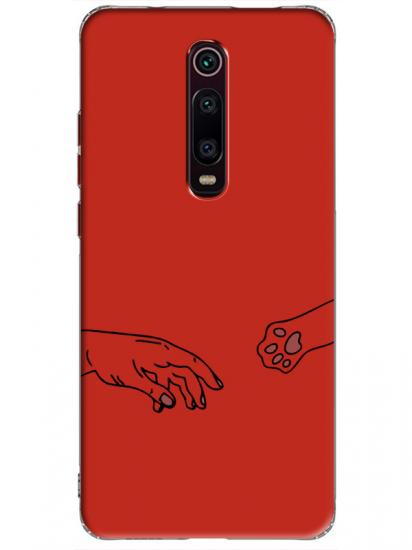 Xiaomi Mi 9T Hand And Paw Kırmızı Telefon Kılıfı