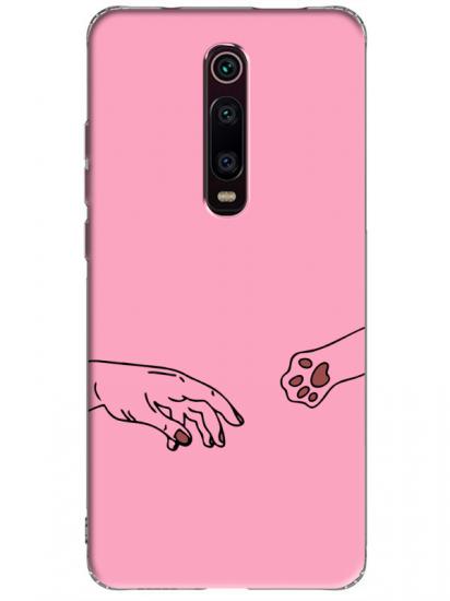 Xiaomi Mi 9T Hand And Paw Pembe Telefon Kılıfı