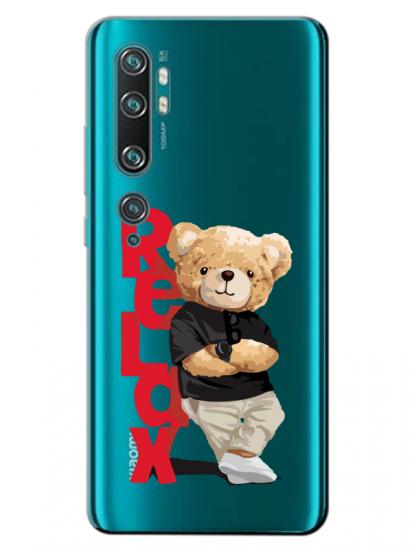 Xiaomi Mi Note 10 Teddy Bear Relax Şeffaf Telefon Kılıfı