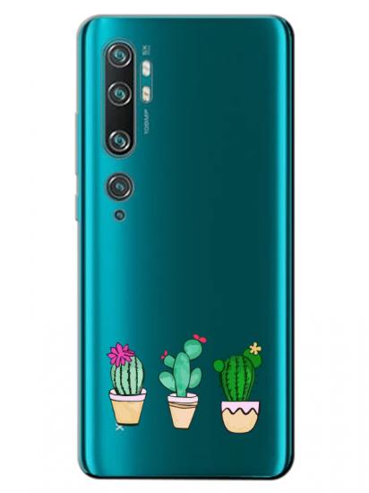 Xiaomi Mi Note 10 Kaktüs Şeffaf Telefon Kılıfı