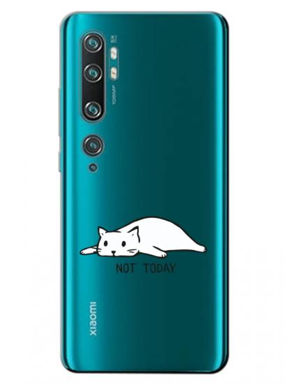 Xiaomi Mi Note 10 Not Today Kedi Şeffaf Telefon Kılıfı