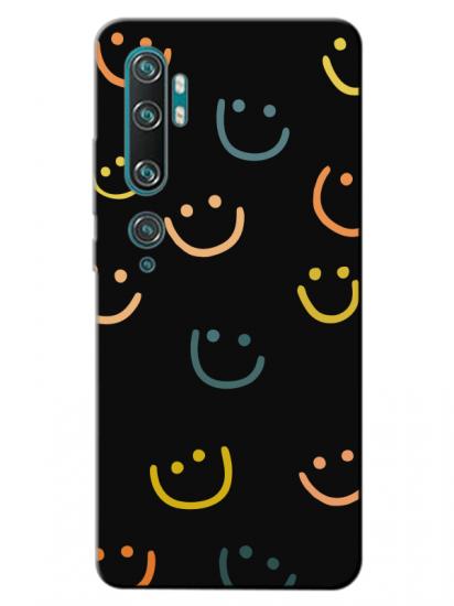 Xiaomi Mi Note 10 Emoji Gülen Yüz Siyah Telefon Kılıfı