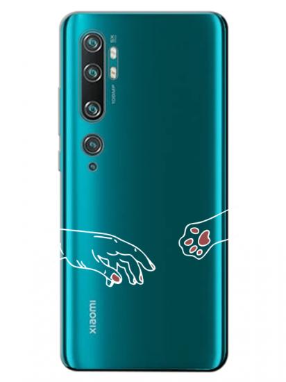 Xiaomi Mi Note 10 Hand And Paw Şeffaf Telefon Kılıfı