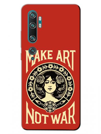 Xiaomi Mi Note 10 Make Art Not War Kırmızı Telefon Kılıfı